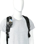 No Fuss All In One Mount Bundle for Insta360 on mannequin's backpack strap, showcasing versatile camera setup.