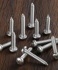 247 Piece Pan Head Wood Screw Set For Home DIY Projects, Stainless Steel 304 Self Tapping Screws, Phillips Drive, close-up view