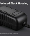 Slick 12 Volt AC Adapter For Cordless Drill Driver featuring plug and play design with textured black housing.
