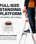 Flip N Lite 6 Foot Aluminum Stepladder With Full Size Standing Platform And Easy Release Handle For Quick Setup No Pinching And Lightweight Home And Job Site Ladder For Reaching High Areas, 169 sq. in. platform