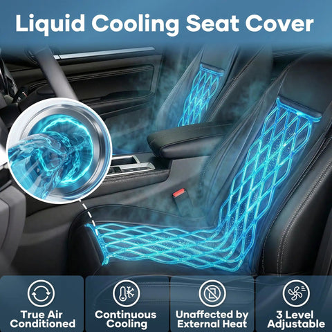Liquid Cooling Car Seat Cover For Front Seat, Real Liquid Chill System Not A Fan, 3 Modes, Ultra Quiet, Classic Black