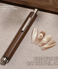 3 In 1 Cat Eye Nail Magnet Kit for DIY Manicures with brown handle and nail tips showcasing galaxy effects