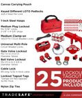 OSHA Compliant Lockout Tagout Kit with 25 Devices and Carrying Bag, LOTO Locks for Circuit Breakers and Valves, includes Keys
