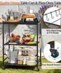 Outdoor Grill Cart With 3 Tier BBQ Prep Table On Wheels, Rolling Outdoor Kitchen Stand, 23.62 Inch By 15.75 Inch Rust Resistant Top