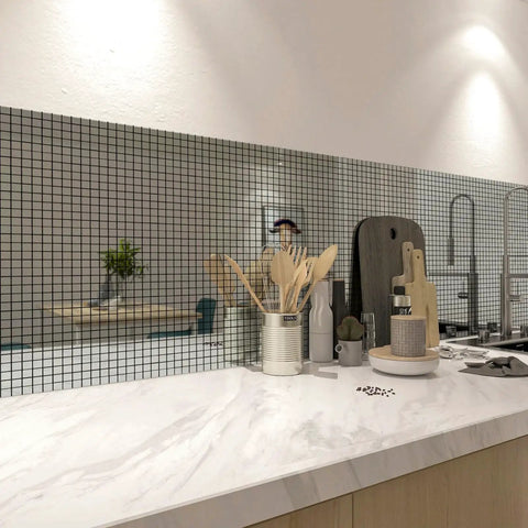 10 Sheet Stainless Steel Peel And Stick Backsplash Tiles For Kitchen 3D Plaid Silver Accent Wall Panels Waterproof Heat Resistant