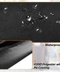 Patio Cooler Cart Cover Fits Most 80 Quart Rolling Carts Waterproof And Dustproof Outdoor Shield For Outdoor Bar Carts Weatherproof Protection 33L By 19W By 31H Inches Includes Storage Bag shown with water droplets on black 420D polyester material with PU coating.