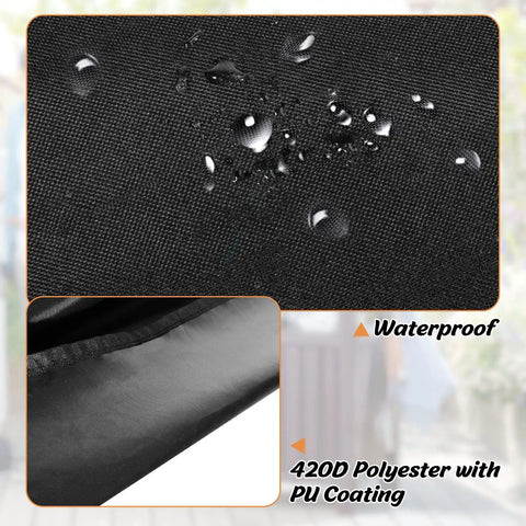 Patio Cooler Cart Cover Fits Most 80 Quart Rolling Carts Waterproof And Dustproof Outdoor Shield For Outdoor Bar Carts Weatherproof Protection 33L By 19W By 31H Inches Includes Storage Bag shown with water droplets on black 420D polyester material with PU coating.