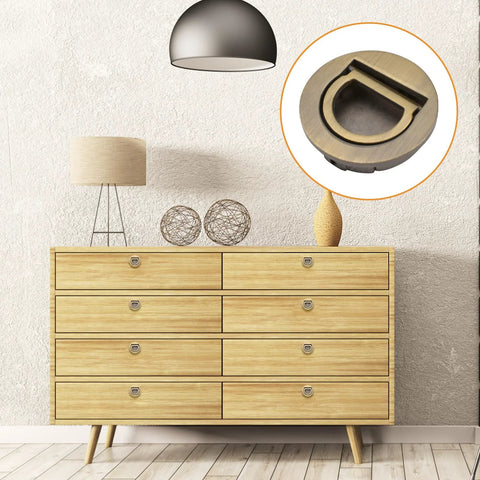 Round Pull Ring Embedded Handle Set For Cabinets Wardrobes And Drawers Hidden Invisible Pull Handles In Bronze Finish 4 Pieces