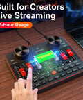 All In One USB Audio Mixer For PC And Phone Live Streaming And Gaming With 3.5mm Mic And Instrument Inputs Bluetooth Denoise