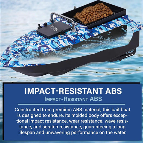 RC Fishing Bait Boat With Precision Long-Range Delivery, 4.4 Lb Capacity, 328 Yard Range, Dual Motor Stability in camouflage design