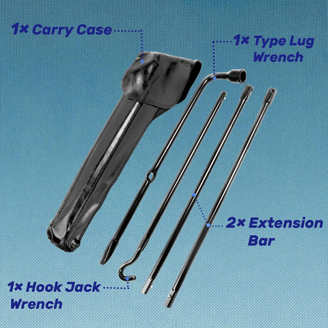 Spare Tire Tool Kit With Jack Handle And Wheel Lug Wrench For Ford F-150 2004 To 2018 Heavy Duty Steel Carrying Case display