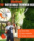 Man using Beast Mode Gas Powered 6 In 1 Weed Eater Yard Tool With 52cc 2 Stroke Engine to trim tall hedge.