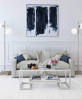 Room with Two Light Floor Lamp With Glass Shade In Nickel And White Milk Finish Tall 70.5 Inch Standing Lamp with art piece