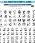 Leather Stamping Tools Kit With 2 Punch Tools 70 Piece Set, showing metal letter, number, and pattern stamps.