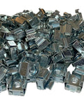 Top Shelf 12-24 Zinc Cage Nuts 100 Count stacked in a pile, made of zinc-plated steel for server cabinet hardware.
