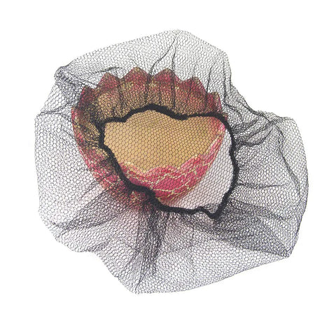 Black Disposable Hair Nets For Food Service Nylon Caps Breathable Honeycomb 24 Inch Head Size Lightweight Fit on pink base