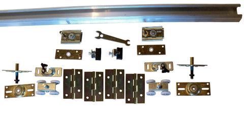 Heavy Duty Bifold Track And Hardware Kit For 60 Inch 4-Door System, top-mounted with ball bearing hangers and updated rollers