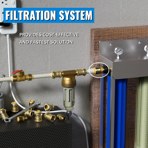 6-Pack One Half Inch By One Half Inch Push-To-Connect Male Adapters installed in filtration system setup