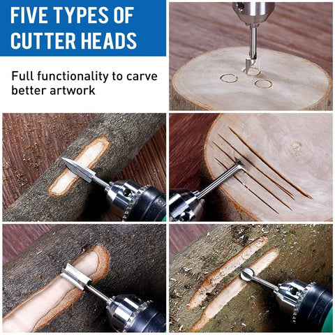 Killer Wood Carving Bits For Rotary Tools And Dremel Kit Accessories Featuring Precision Engraving Drill Heads plus cutting wheels in use.