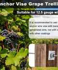 Vineyard grape trellis with installed Eight Piece Wire Vise Set With Screws And Two Rolls Of Galvanized Wire For Tightening 12.5 Gauge Wire