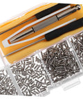 Eyeglass Repair Kit With Screws Screwdriver Tweezers Sunglasses Nose Pads Ear Hooks And Cleaning Cloth For Quick No Fuss Glasses Fixes Durable Diy Tool Set For Beginners To Pros showing assorted screws and tools.