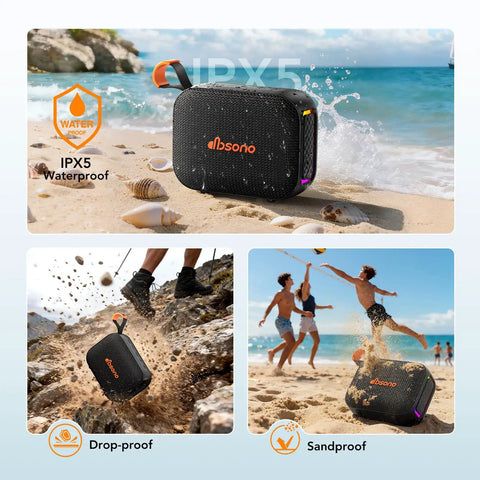 Waterproof Bluetooth Speaker IPX5 With Beast Bass And 24 Hour Playtime True Wireless Stereo Pairing Built In Lights outdoors
