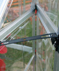 Vent mechanism in Walk-In 8x12 Greenhouse Kit With Aluminum Frame, Crystal Clear Polycarbonate Panels, Lockable Door and Vent.