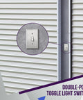 Heavy Duty 30 Amp Double Pole Toggle Switch For 120 Or 277V Self Grounding Industrial Grade UL Listed 82300-W White Slim Body