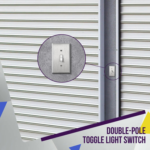 Heavy Duty 30 Amp Double Pole Toggle Switch For 120 Or 277V Self Grounding Industrial Grade UL Listed 82300-W White Slim Body