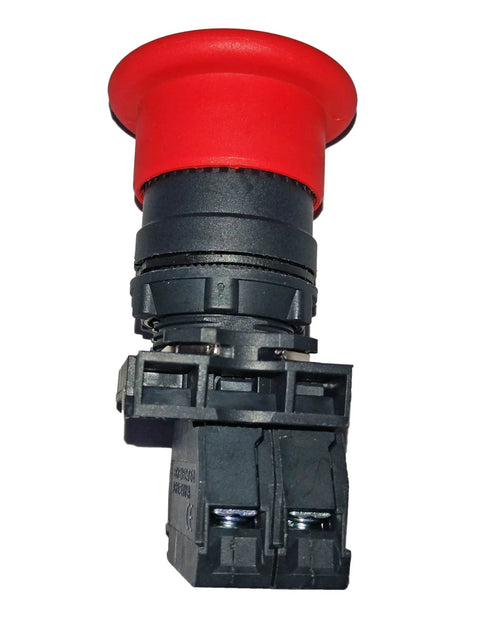 Red emergency stop switch 122514 122514GT replacement for Genie S and Z series lifts, industrial grade spare part for safety control.