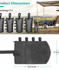 4 Pack Beefy 210 Pound Sandbags With Zippers And Straps For Beach Canopies Pop Up Tents RV Awnings 1680D Oxford Fabric