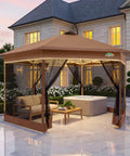 16x16 Pop Up Gazebo Hexagon Canopy Tent With Mosquito Netting Adjustable Height 256 Sq Ft Of Shade For Parties Backyard