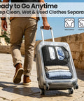 Portable Travel Laundry Washing Bag For Camping Cruise Van Life Lets You Hand Wash Socks And Delicates Right Inside packed in suitcase.