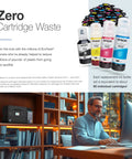 Man using laptop beside EcoTank ET-4950 Wireless All-In-One Printer With Refillable Ink Tanks, Great For Home Office, Crisp 4800 X 1200 DPI, Fast 18 PPM, 2.4 Inch Color Touchscreen, Auto Document Feeder, Black