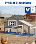 Ultimate Chicken Coop With Run And Wheels For Outdoor Backyard Poultry Hen House With Slide Out Tray Weatherproof Roof Predator Proof Design Durable Construction With Easy Clean Slide Out Tray For Quick Maintenance featuring dimensions and chicken capacity