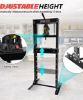 12 Ton H Frame Hydraulic Shop Press for Garage Floor Use With Adjustable Bed and Stamping Plates safety valve and steel frame