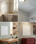 Rock Solid Aluminum Access Panel For Drywall 12 By 16 Inch Beefy Metal Hidden Utility Door installed in various home settings.