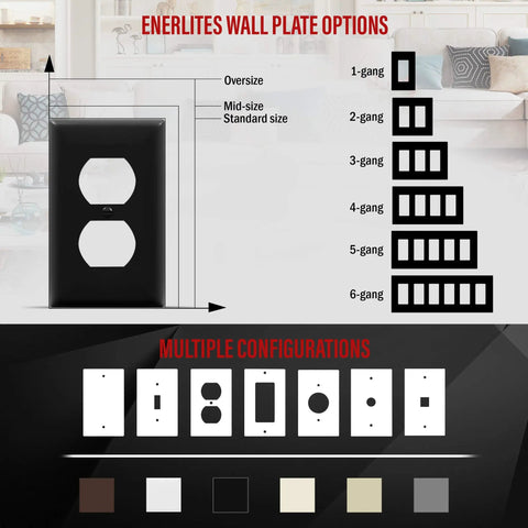 Built Tough Durable Unbreakable Polycarbonate Duplex Receptacle Wall Plate 1 Gang 4.5 x 2.76 Inch UL Listed Black 10 Pack Heavy Duty Cover Plate For Home Or Office