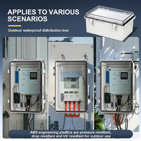 Rugged IP67 Waterproof ABS Plastic Junction Box Electrical Enclosure With Hinged Clear Cover Dustproof Outdoor Case