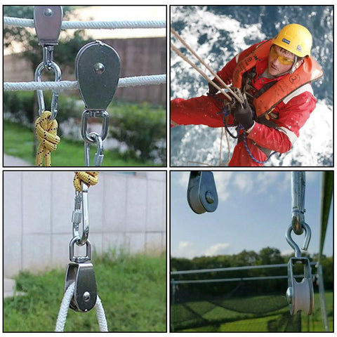 Heavy Duty 304 Stainless Steel Single Pulley Block With Rotatable 360 Degree Roller And Rings, Smooth Rust Resistant Rope Lifting Pulley System Built For Tough Jobs And Heavy Loads, 25mm pulley