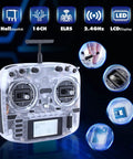 Boxer ELRS 2.4GHz 16 Channel Hall Gimbals Radio Controller With Carrying Case featuring LED display and close-up details