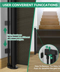 Retractable Baby Gate For Stairs And Doorways, 33 Inch Tall, Extends Up To 55 Inches Wide with sliding hardware for baseboards