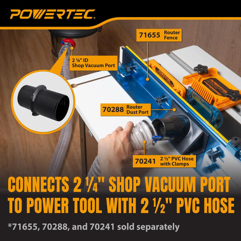 Pwercat 2-1/2 To 2-1/4 Inch Dust Collection Reducer Adapter Hose Converters Fit Shop Vac And Woodworking Systems connecting to router dust port.