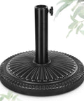 15 Inch Round Patio Umbrella Base Pre Filled 23 Lb Heavy Duty Stand Sunflower Pattern Black Outdoor Poolside Weatherproof HDPE