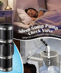 Front view of Threlaco sump pump check valve kit with 4 stainless clamps for 1-1/2 in and 1-1/4 in pipes
