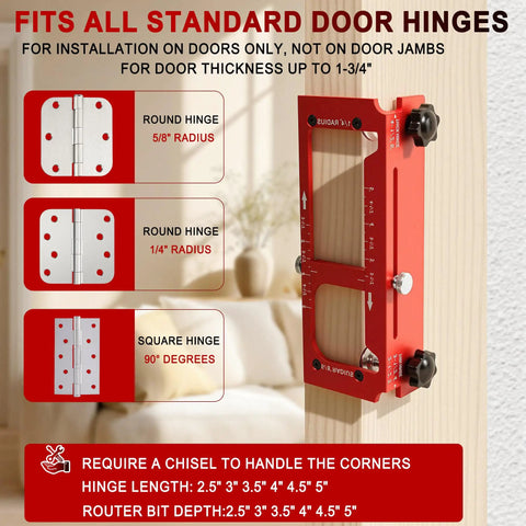 Heavy Duty Aluminum Door Hinge Jig And Game Changing Lock Installation Kit With Dead On Precision Router Template, fits all standard door hinges.