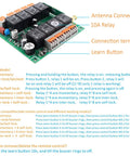 8 Channel Wireless Remote Control Switch For DC 12V To 36V Systems 433MHz 10A Relay with labeled components and instructions