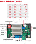 Top Shelf SMC02 Stepper Motor Driver Controller with detailed interior view showcasing connections and settings for Nema 17 and Nema 23 motors.