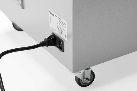 Power cord and caster wheel of 6V Fume Extraction Unit With Electronic Control And Optical Acoustic Filter Alarms, Adjustable Pressure