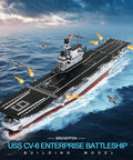 Must Have Battleship Building Set For Adults And Teens 14 Plus Massive 1883 Piece USS CV 6 Enterprise Warship Model Kit displayed at sea
